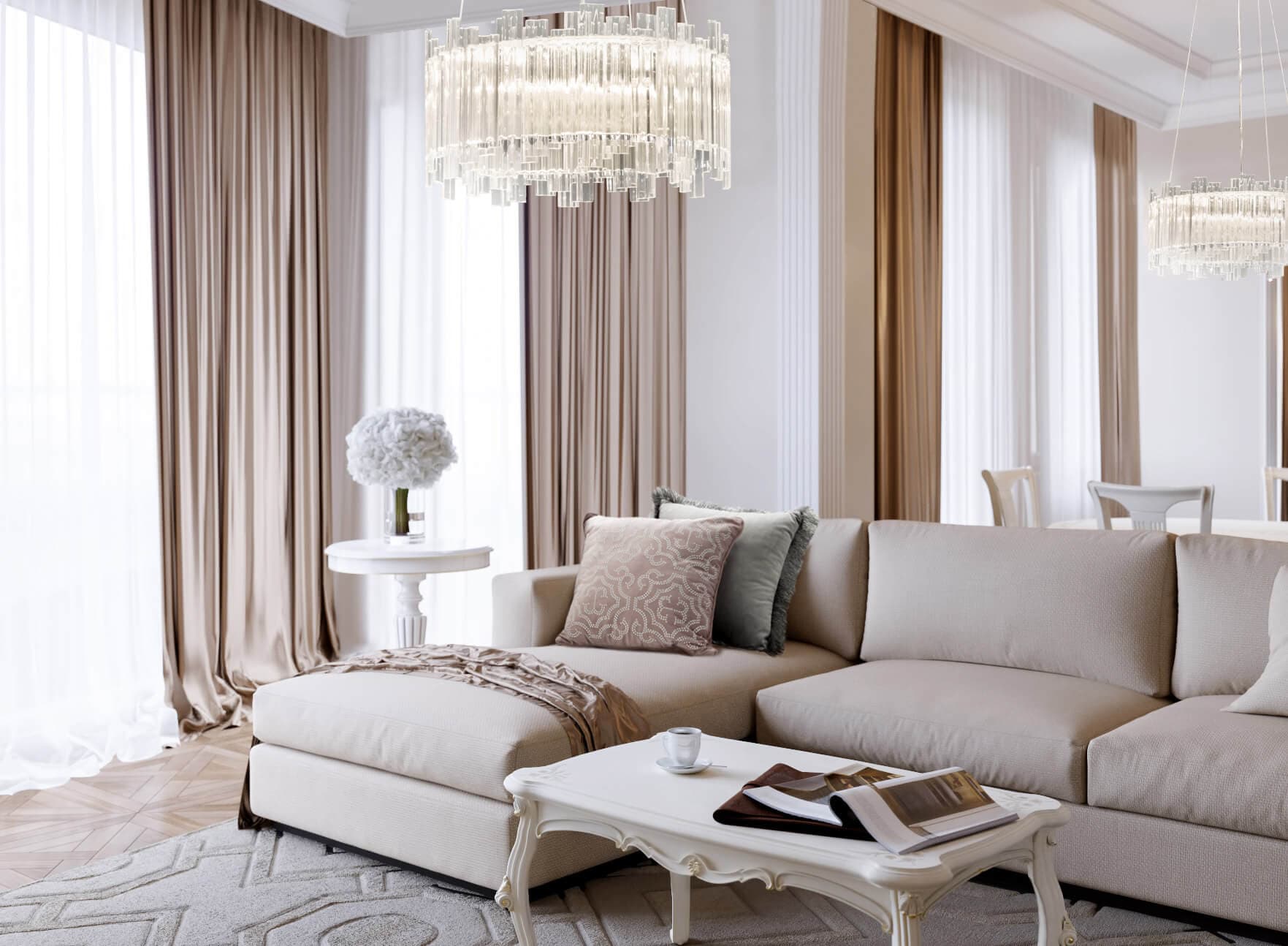 Salon w stylu modern classic